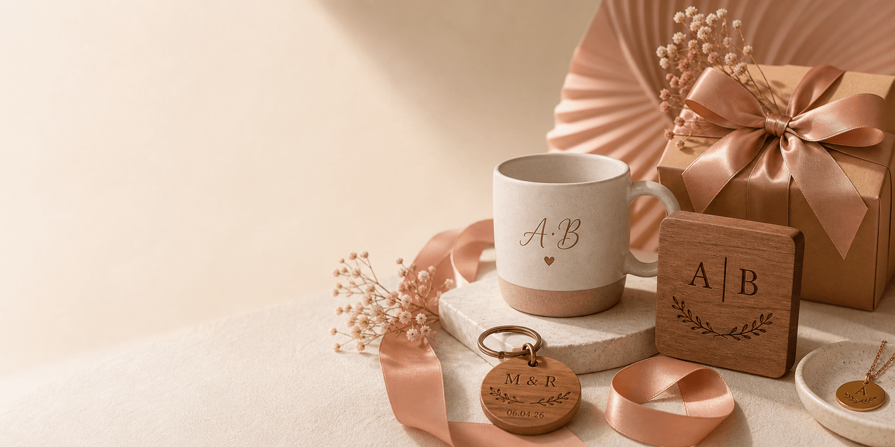 Still life editorial de presentes personalizados artesanais